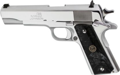 Iver Johnson 1911a1 .38 Super - 5" Fs 9rd Chrome Black Pearl - Image 2